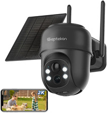 2K Solar Security Cameras Wireless Outdoor, 360°PTZ Battery Powered Outdoor Came