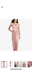 Dessy collection HALTER MIDI DRESS WITH DRAPED TULIP SKIRT IN ROSE - Desert ROSE