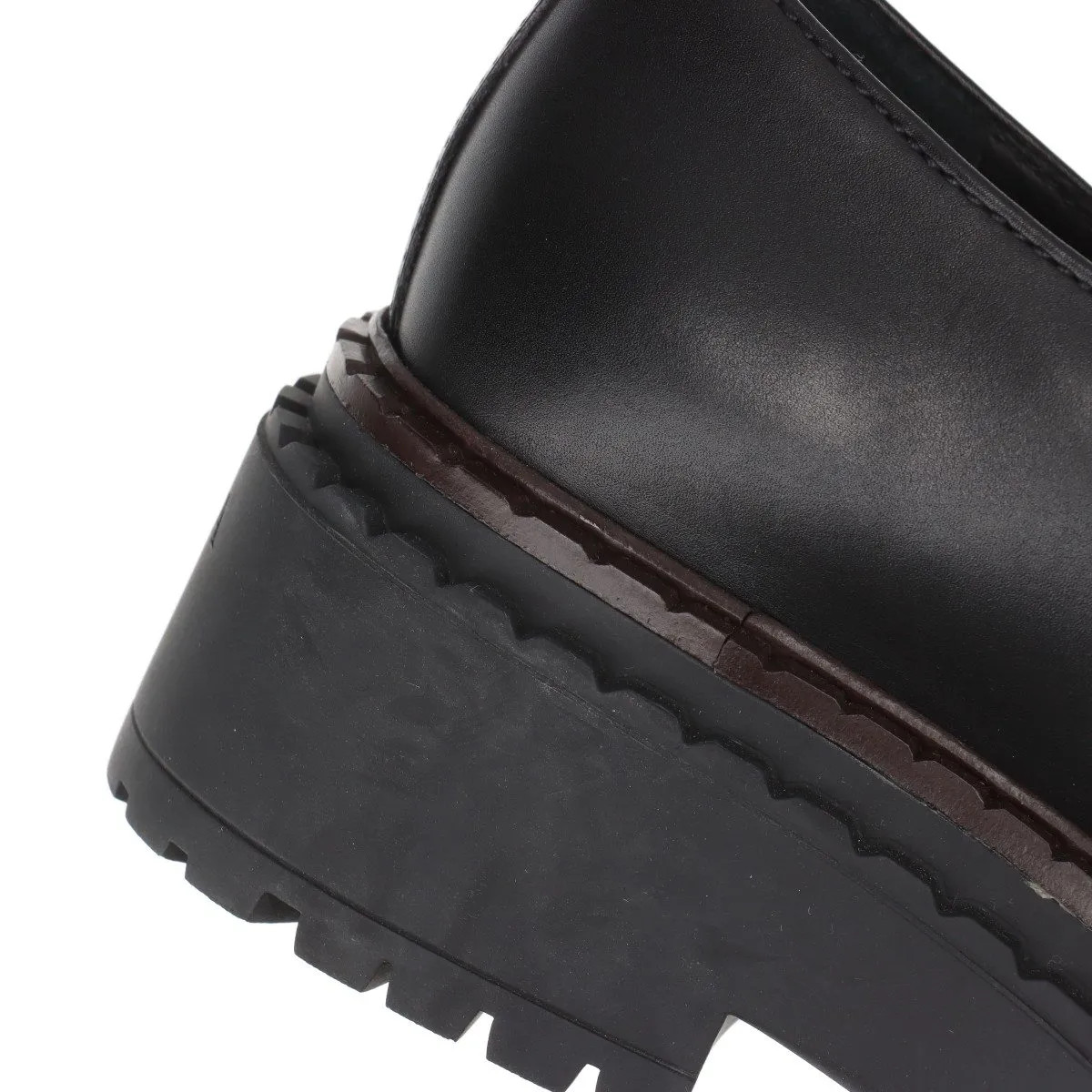 Prada double chocolate Leather Loafer 36 Ladies' Black Triangle logo thumbnail 12