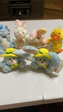6 Vintage Plush Easter Bunnies Duck 1987 1988-Original Tags Target Tags