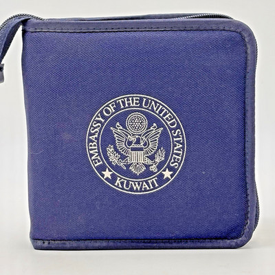 Vintage US Embassy Kuwait Compter Disk Holder w/ Vintage disks