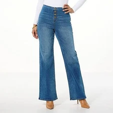 DG2 by Diane Gilman Tall Classic Stretch Button Fly Pull-On Jeans Midtone 22W Ne