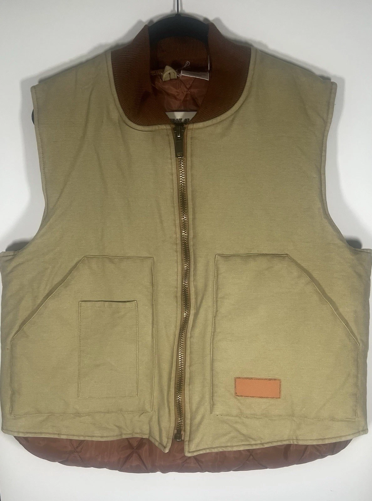 Cowboy Classic Workwear tan western hunting vest L hipster insulated full zip
