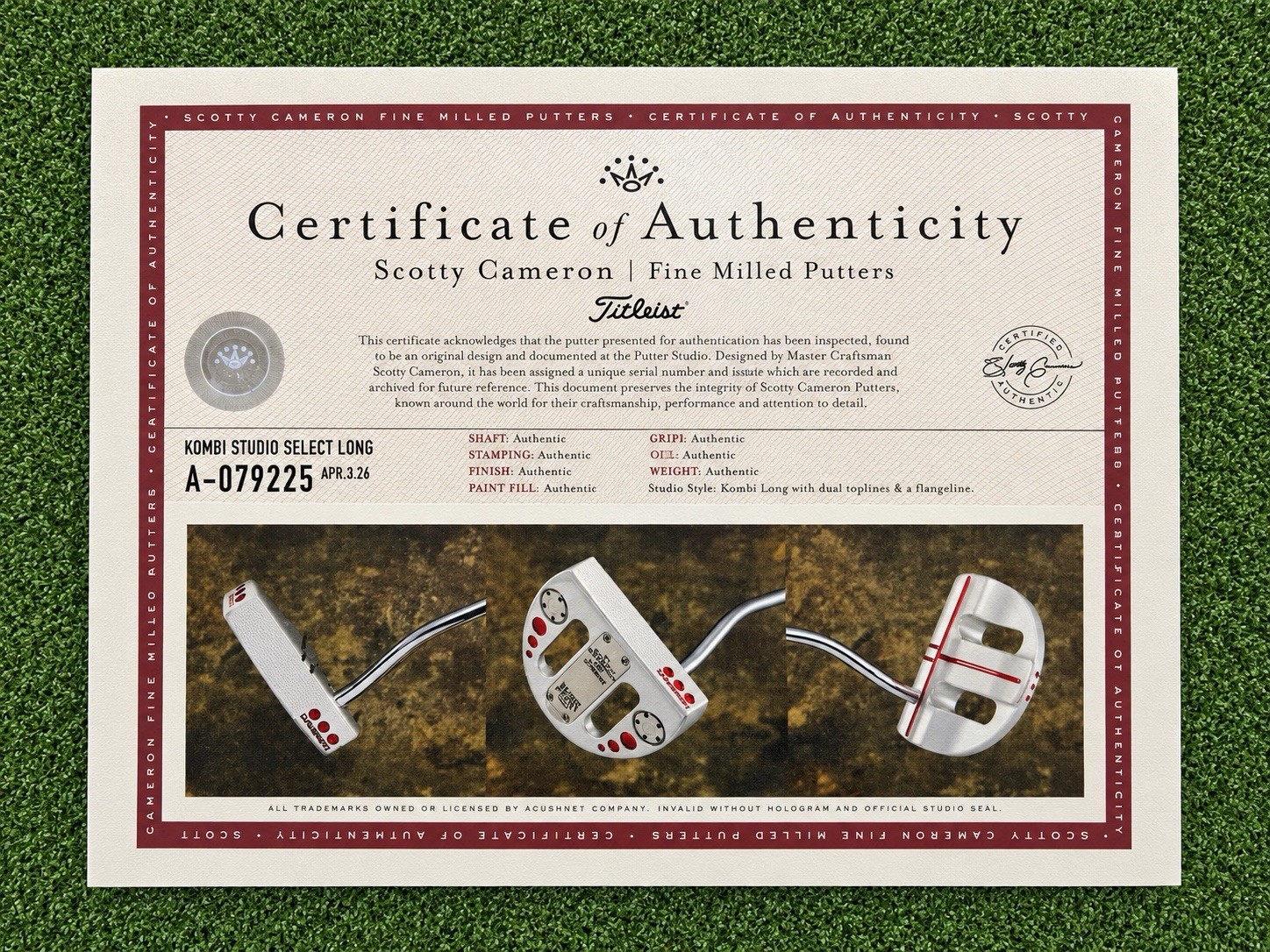 A079225, the certificate in the eBay listing's photos