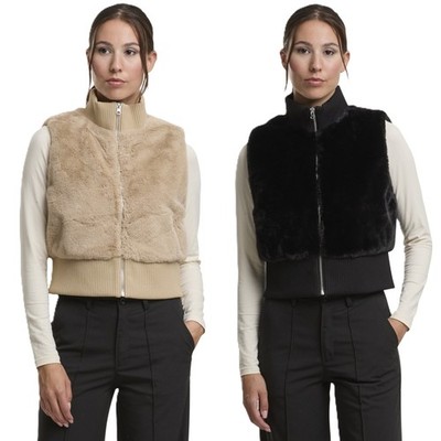 Urban Classics Ladies Cropped Faux Fur Vest New