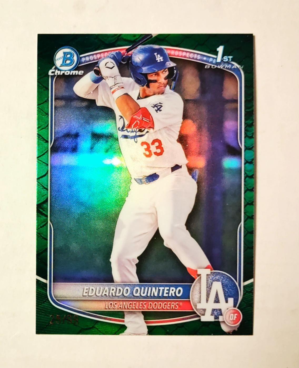 Eduardo Quintero 2025 1st Bowman Chrome GREEN Reptilian REFRACTOR 25/99 RC V6