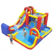 Inflatable Water Slide Giant Kids Water Park w/ Double Slides without Blower
