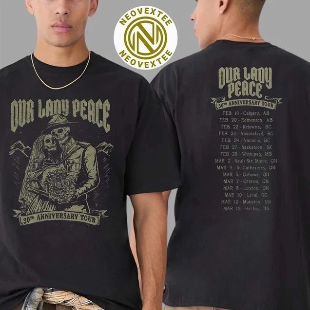 T-shirt Vintage Our Lady Peace Tour 2025 – Taille S à 5XL, 100% Coton – Neuf Avec étiquette