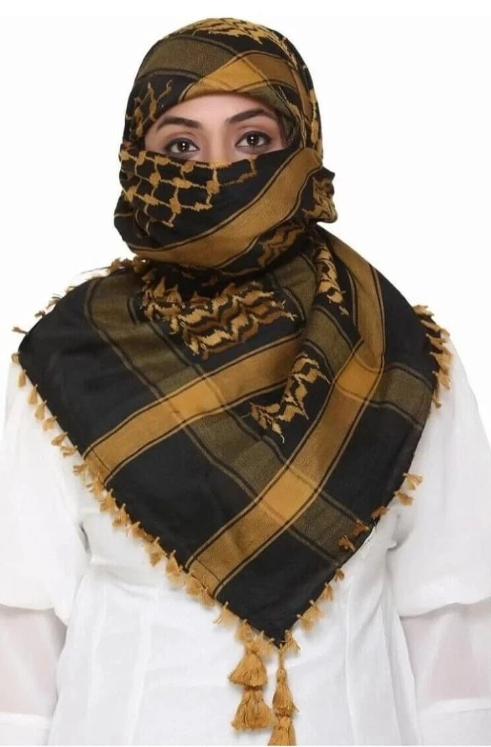 Scarf Unisex Yellow & Black Arab Head Scarf Wrap - Arafat Keffiyeh Yashmagh