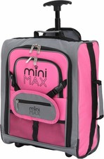 Aerolite MiniMAX Carry On Luggage Pink 40x30x20cm Kids Underseat Trolley Bag
