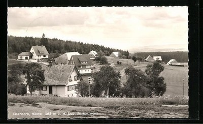 Postcard of Eisenbach /Schwarzwald, town view with forest view, 1959