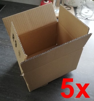 5x Shipping Carton (Corrugated Cardboard Folding Carton) R9, 18.5 x 14.0 x 12.0 cm, Brown, New (D)