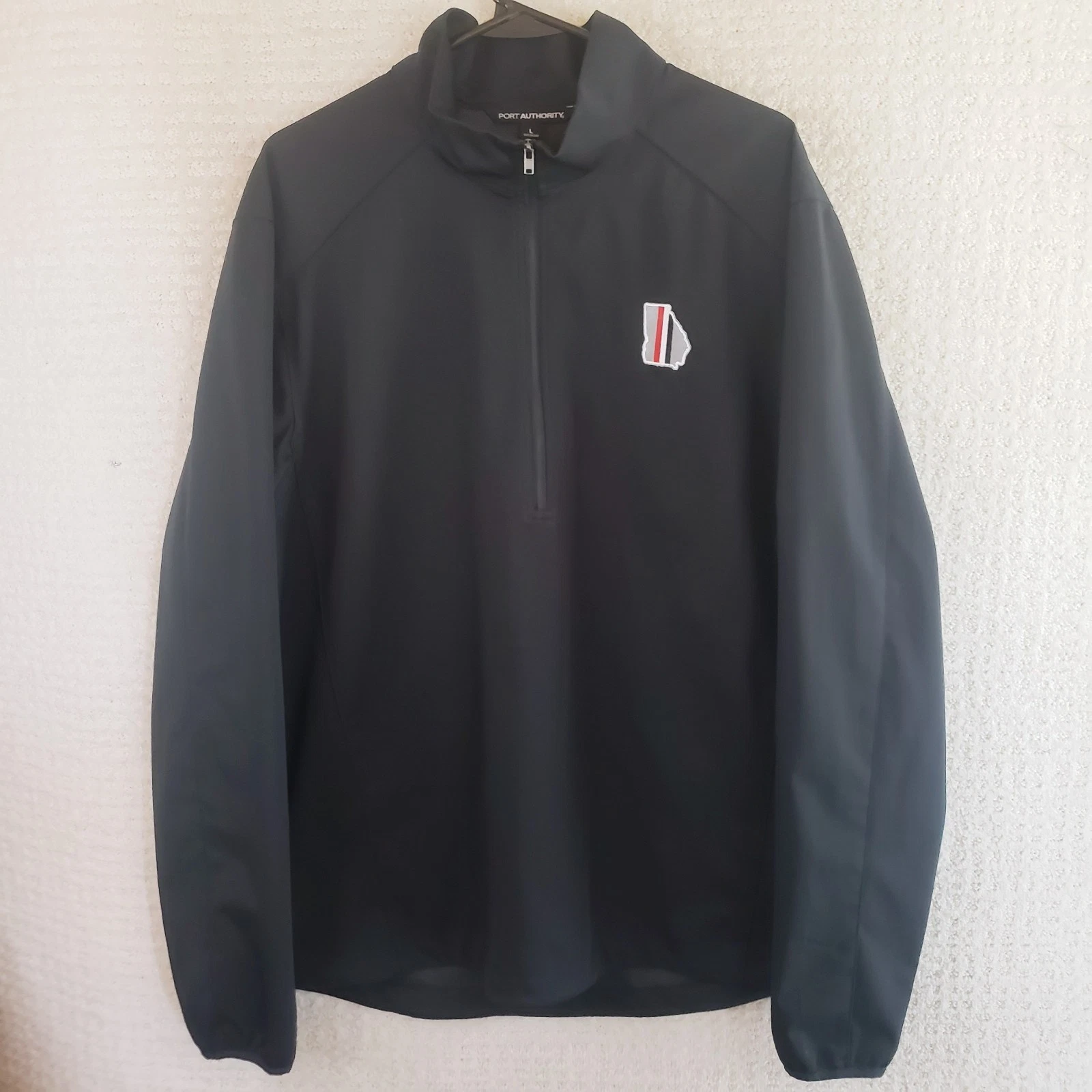 Port Authority Black Softshell Jacket Embroidered Georgia Logo Full Zip Men's L
