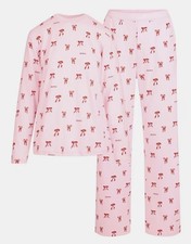 SKIMS women  s Boyfriend long-sleeve Candy Bow Print Pajama Set XS