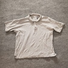 Cherokee Washed Polo Men Shirt Large Grey Golf 1/4 Button Up Short Sleeve