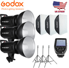US 3Pcs Godox SK300II Studio Flash Strobe 2.4G Speedlite Flash XPro-N Trigger