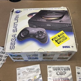 Sega Saturn Complete Bundle &mdash; CIB Console, 8 Games, Original Box Vintage 90s 