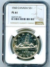 1960 S$1 CANADA SILVER VOYAGEUR DOLLAR NGC PL61 PROOF LIKE COIN