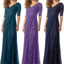 Damen Abendkleider Brautmutterkleider Partykleider Festlichkleider V-Ausschnitt