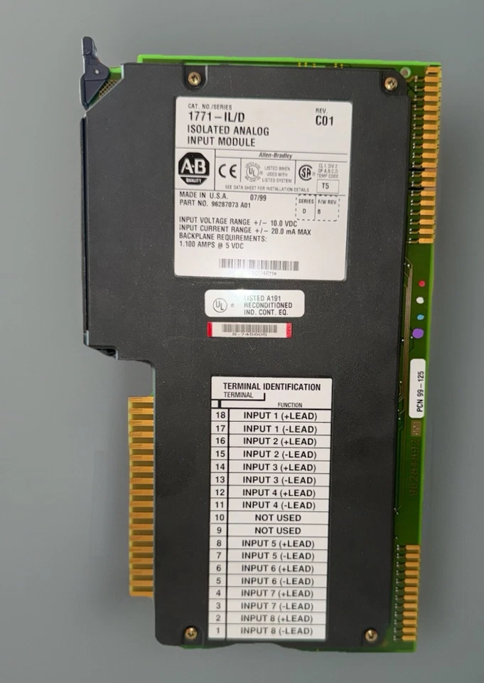 Allen Bradley 1771-IL /D PLC-5 8-Ch Current/Voltage Isolated Analog Input Module - Image 3 of 4