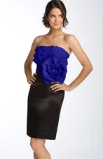 Max & Cleo Mock Two Piece Dress Sz 2 Black Sapphire