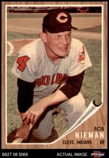 1962 Topps #182 Bob Nieman Green Tint Indians RARE VARIATION 6 - EX/MT