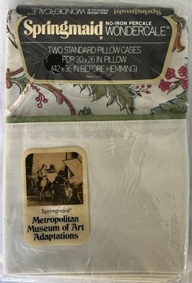 SPRINGMAID Wondercale Met Museum Art Pillowcases Set of 2 NEW in Package Green
