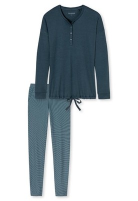 REDUZIERT  Schiesser warmer Damen Schlafanzug Pyjama blaugrau Gr.44 NEU