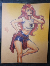 Mary Jane Watson Original Fine Art signiert 8,5x11 Echtheitszertifikat enthalten