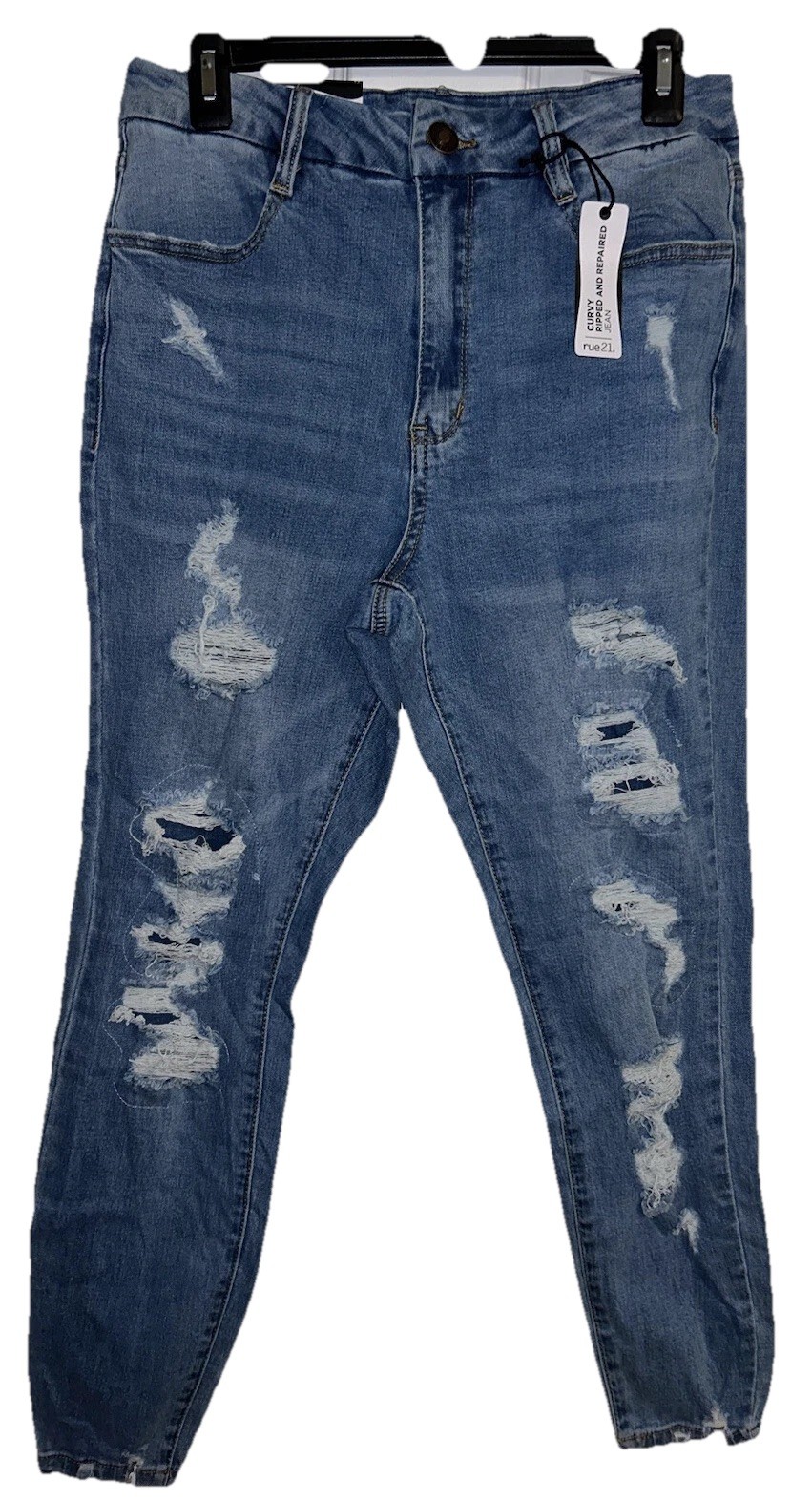 Rue21 Curvy Distressed Ripped And Repaired Denim High Rise Jeans Women's Size 12