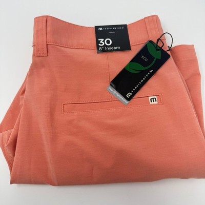 Travis Mathew Men's Tech Chino Shorts Coral Size 30 8'' Inseam Golf NEW