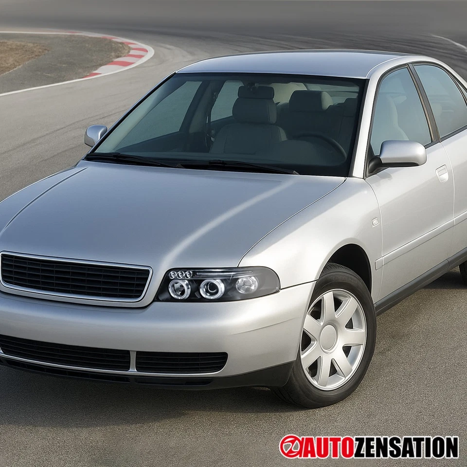 Fit 1999-2001 Audi A4 S4 B5 Black LED Halo Projector Headlights Lamps Left+Right - Imagem 3 de 4