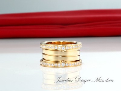 Bulgari Ring B-Zero 1 4-Band Gelbgold 750 Diamanten 1,24 ct. Gr 57 Gold