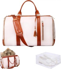 Waterproof Travel Garment Bag 2-in-1 PU Leather Suitcase Organizer with Shoe ...