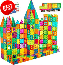 134PCS Magnetic Building Tiles STEM 3D Stacking Blocks Toys Kids US