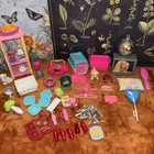 Barbie Vintage Accessories Lot Food Groceries Dishes, Pets Tv Cd Player And More