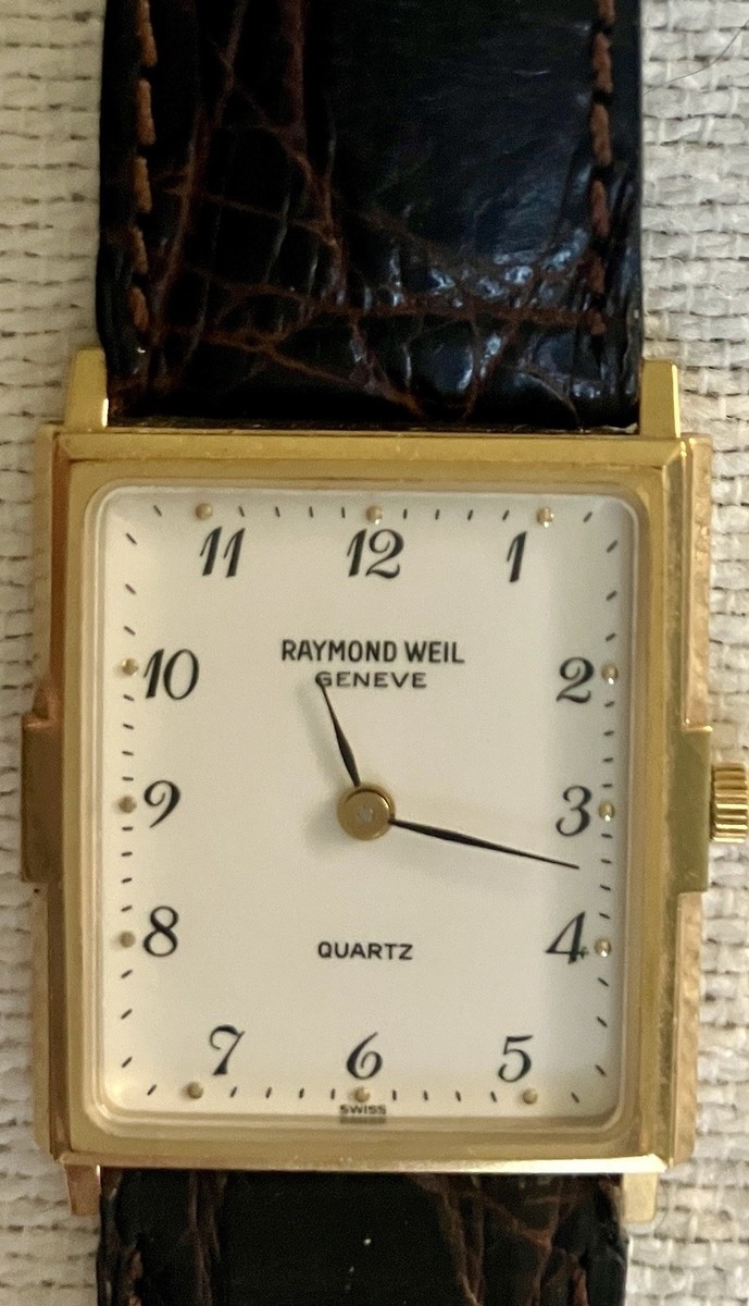 Raymond Weil Geneve 18k Gold Electroplated Wristwatch 5723 Croco