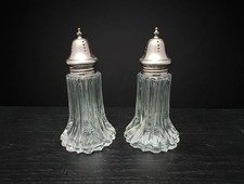 Salz- und Pfeffersteuer Glas Kristall versilbert antik Art Deco