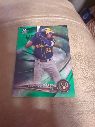 Eduardo Garcia 2022 Bowman Platinum Emearld Ice foil #TOP-88 Brewers /299 - Afbeelding 1 van 3