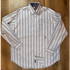 Vintage Tommy Hilfiger Mens Medium Blue Striped 90's 100 Cotton Button Down