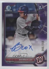 2022 Bowman Draft Chrome Pick Purple Refractor 46/250 Brenner Cox Auto 0hv6