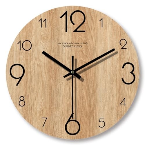 12 inch Vintage Wood Grain Simple Wall Clocks Silent Creative Living Room E - Picture 2 of 6