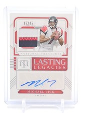 MICHAEL VICK 2024 NATIONAL TREASURES LEGACIES PATCH HOLO SILVER AUTO Q4561