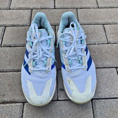 adidas Stabil Low Handball-/Indoor-Schuhe Mesh Weiß Blau Mintgrün Gr.40 1/3