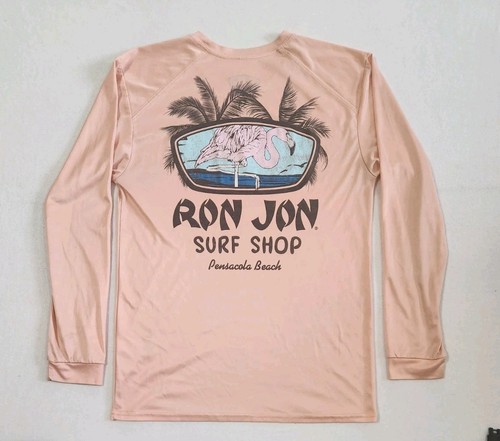Ron Jon Surf Shop Performance Shirt Mens Medium Peach Pensacola Beach Rash Guard - Picture 1 of 8