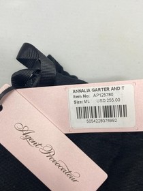 Agent Provocateur Annalia Black Polka Dot Garter and Thong Set M/L NWT $255