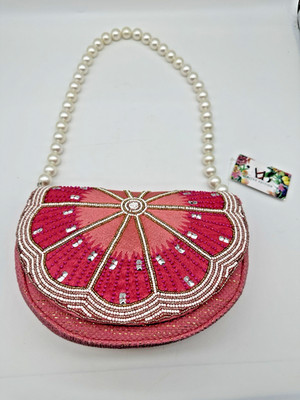Slice Grapefruit Beaded Purse Bag W Pearl Strap Viral TikTok A&B Limited Edition