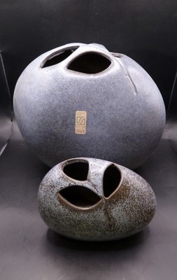 Funky 60er Jahre italienische große Blatt Vase von Nove Potter Cesare Sartori