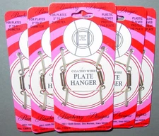 5 Vintage Banberry Wall Plate Hangers Lot Coated Wire 3"-5" Stretch Spring NOS
