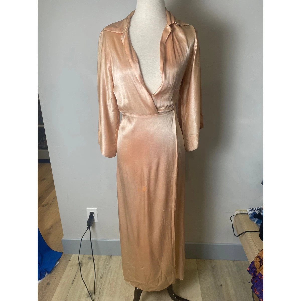 40s maxi dress 1940s Beautiful Rayon Dress With Lovely Flower Print! This Early 40s Maxi  Dress Has Short Sleeves, Metal Zipper Down the Front